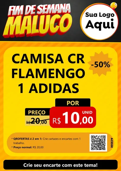 Modelo de Cartaz para Cartaz A4 Vertical com o tema Final de Semana Maluco para Roupas e acessórios