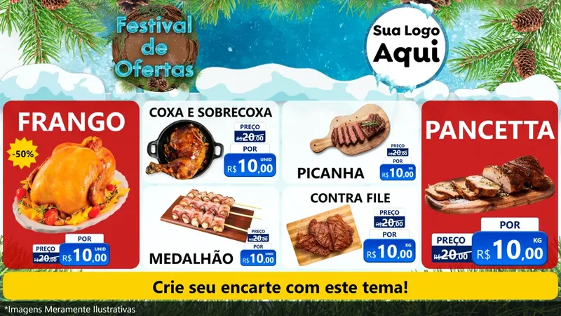 Modelo de TV para TV Horizontal com o tema Festival de Ofertas - Inverno para Assados
