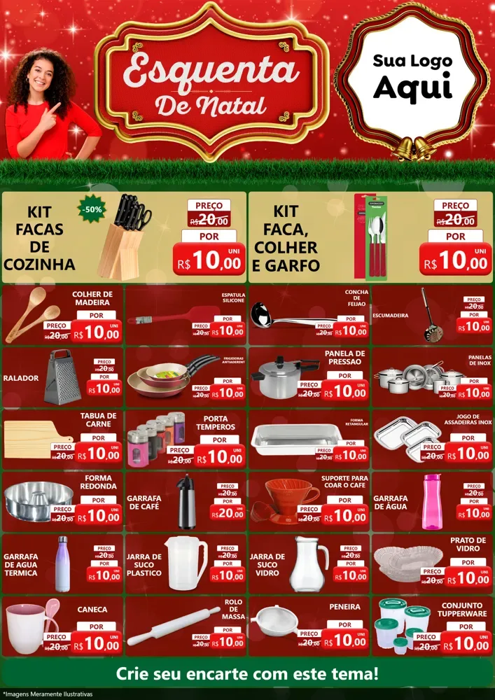 Modelo de Encarte para Encarte A4 Vertical com o tema Esquenta de Natal para Utilidades Domésticas