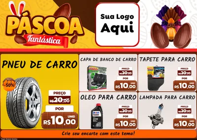 Modelo de Encarte para Encarte A4 Horizontal com o tema Páscoa Fantástica para Auto peças