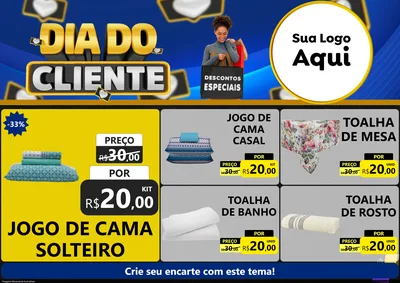Modelo de Encarte para Encarte A4 Horizontal com o tema Dia Do Cliente para Cama, Mesa e Banho