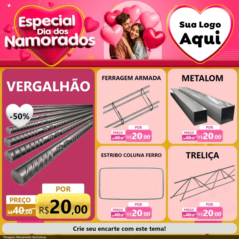 Modelo de Rede Social para Feed Facebook com o tema Especial Dia dos Namorados para Ferragens