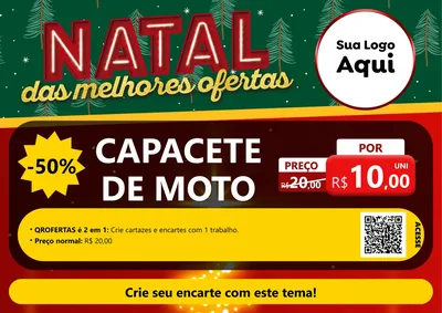 Modelo de Cartaz para Cartaz A4 Horizontal com o tema Natal das Melhores Ofertas para Moto peças