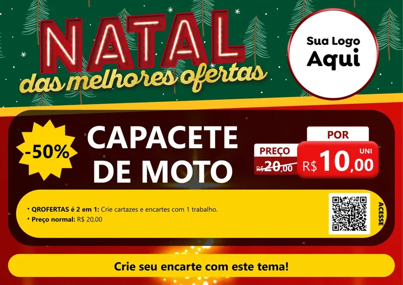 Modelo de Cartaz para Cartaz A4 Horizontal com o tema Natal das Melhores Ofertas para Moto peças