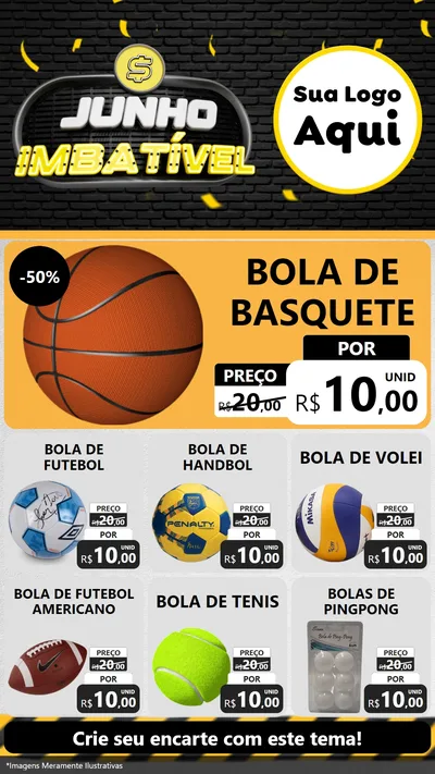 Modelo de Rede Social para Stories com o tema Junho Imbatível para Artigos Esportivos