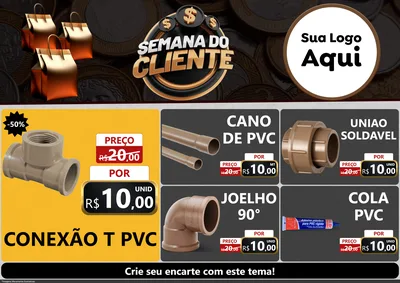 Modelo de Encarte para Encarte A4 Horizontal com o tema Semana do Cliente para Tubos e conexões