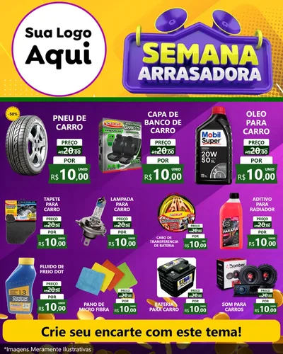 Modelo de Rede Social para Feed Instagram com o tema Semana Arrasadora para Auto peças