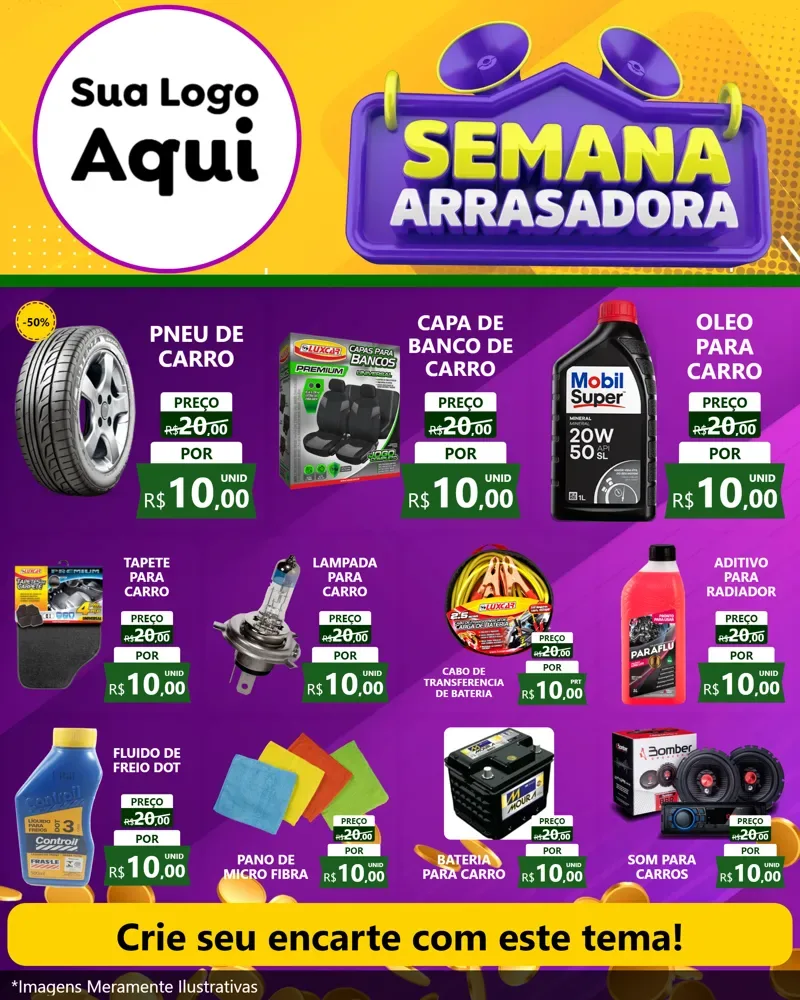 Modelo de Rede Social para Feed Instagram com o tema Semana Arrasadora para Auto peças