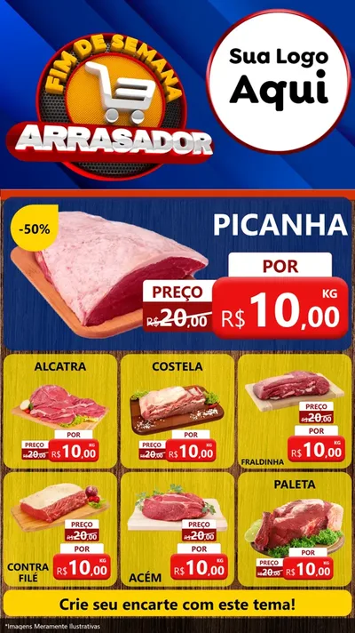 Modelo de Rede Social para Stories com o tema Fim De Semana Arrasador para Açougue