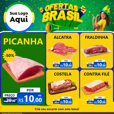 Modelo de Rede Social para Feed Facebook com o tema Ofertas Semana do Brasil para Açougue