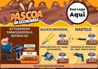 Modelo de Encarte para Encarte A4 Horizontal com o tema Páscoa da Economia para Maquinas e Ferramentas