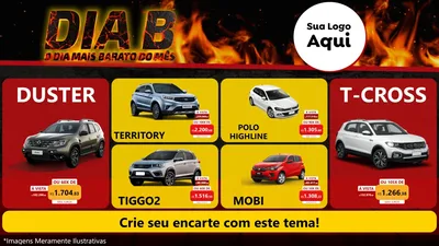 Modelo de TV para TV Horizontal com o tema Dia B para Concessionaria de Carros