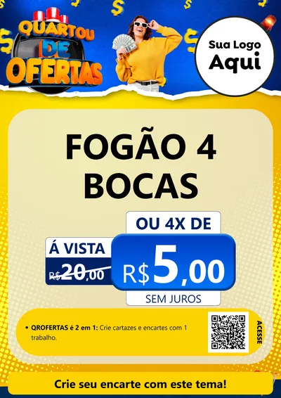 Modelo de Cartaz para Cartaz A4 Vertical com o tema Quartou de Ofertas para Móveis e Eletro