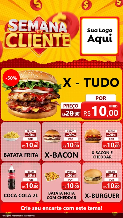 Modelo de Rede Social para Stories com o tema Semana do Cliente para Hamburgueria