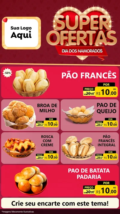 Modelo de TV para TV Vertical com o tema Dia dos Namorados para Padaria