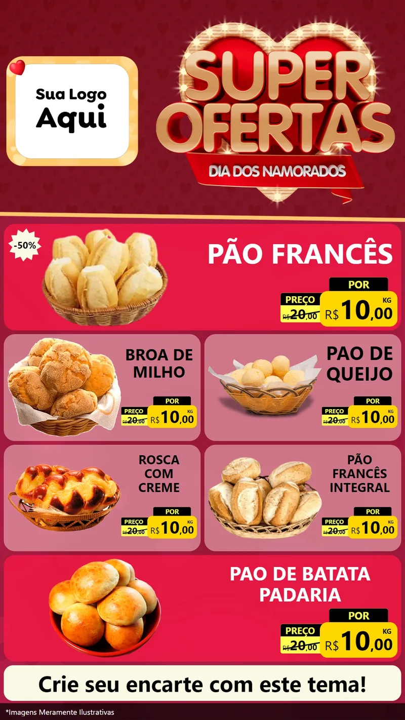 Modelo de TV para TV Vertical com o tema Dia dos Namorados para Padaria