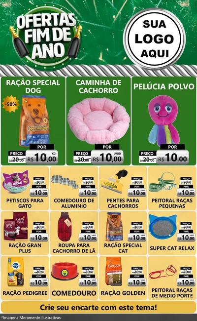 Modelo de Encarte para Encarte Grande com o tema Ofertas Fim de Ano para Pet Shop