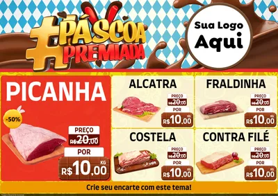 Modelo de Encarte para Encarte A4 Horizontal com o tema Páscoa Premiada para Açougue
