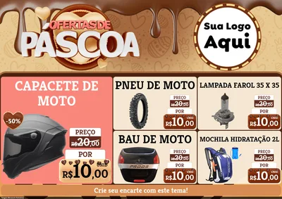 Modelo de Encarte para Encarte A4 Horizontal com o tema Ofertas de Páscoa para Moto peças