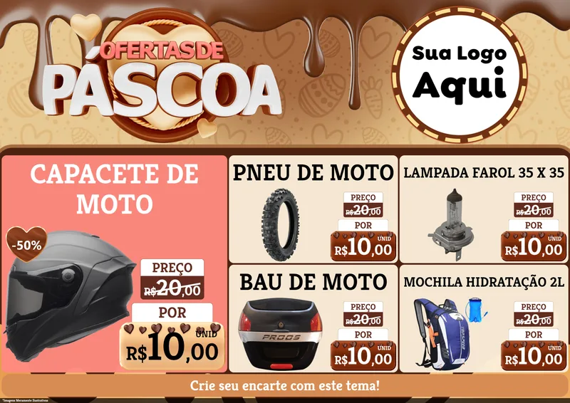 Modelo de Encarte para Encarte A4 Horizontal com o tema Ofertas de Páscoa para Moto peças