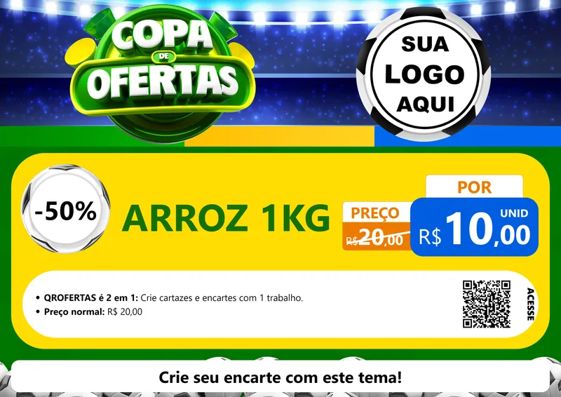 Modelo de Cartaz para Cartaz A4 Horizontal com o tema Copa de Ofertas para Supermercado