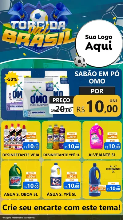 Modelo de Rede Social para Stories com o tema Torcida Vai Brasil - Copa para Produtos de Limpeza