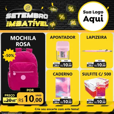 Modelo de Rede Social para Feed Facebook com o tema Setembro Imbatível para Papelaria