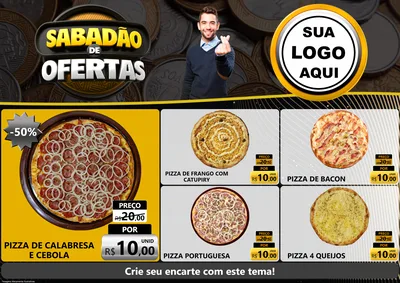 Modelo de Encarte para Encarte A4 Horizontal com o tema Sabadão de Ofertas para Pizzaria