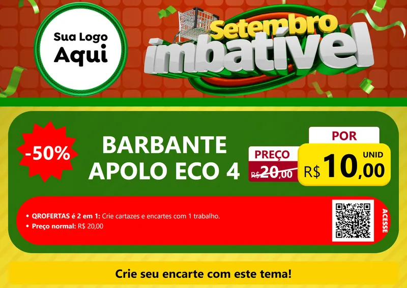 Modelo de Cartaz para Cartaz A4 Horizontal com o tema Setembro Imbatível para Armarinho e Aviamentos
