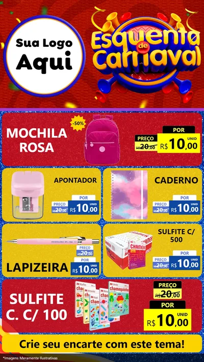 Modelo de TV para TV Vertical com o tema Esquenta de Carnaval para Papelaria