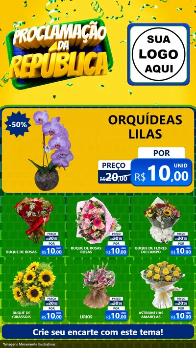 Modelo de Rede Social para Stories com o tema Proclamação da República para Floricultura e jardim