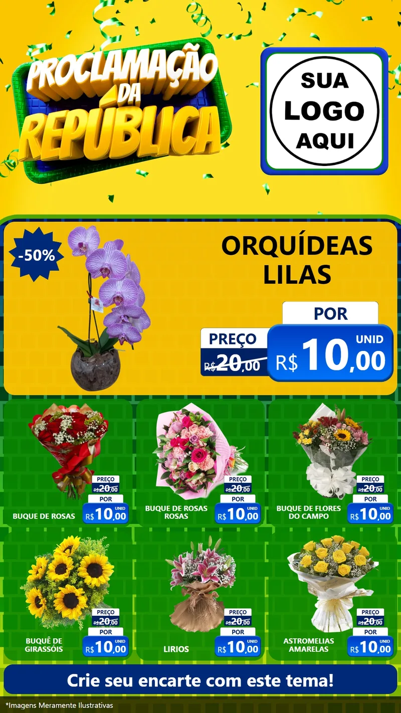 Modelo de Rede Social para Stories com o tema Proclamação da República para Floricultura e jardim