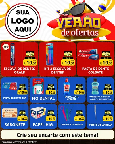 Modelo de Rede Social para Feed Instagram com o tema Super Verão de Ofertas para Higiene Pessoal