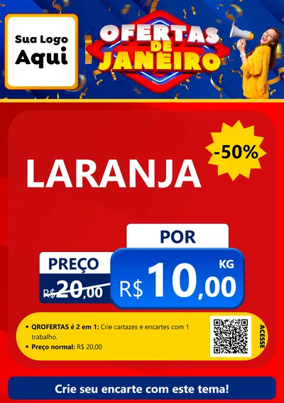 Modelo de Cartaz para Cartaz A4 Vertical com o tema Ofertas de Janeiro para Hortifrúti