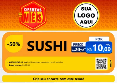 Modelo de Cartaz para Cartaz A4 Horizontal com o tema Ofertas do Mês para Comida japonesa
