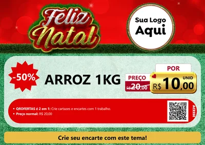 Modelo de Cartaz para Cartaz A4 Horizontal com o tema Feliz Natal para Supermercado