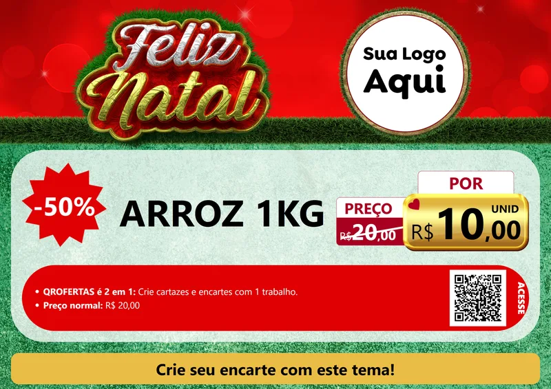 Modelo de Cartaz para Cartaz A4 Horizontal com o tema Feliz Natal para Supermercado