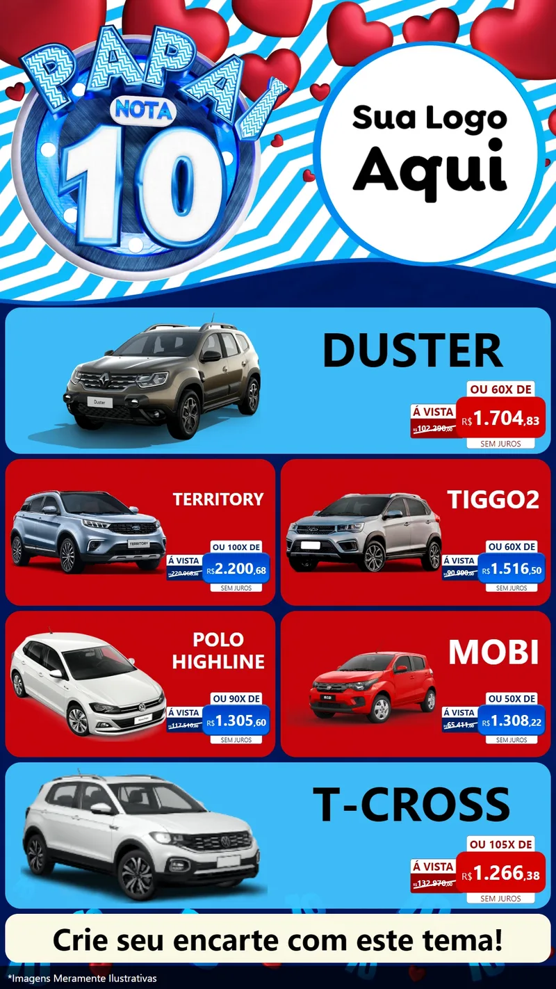 Modelo de TV para TV Vertical com o tema Papai Nota 10 para Concessionaria de Carros