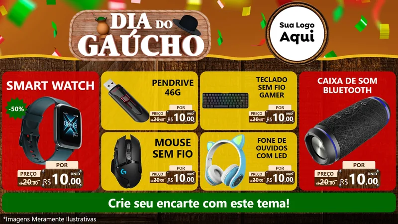Modelo de TV para TV Horizontal com o tema Dia do Gaúcho para Informática