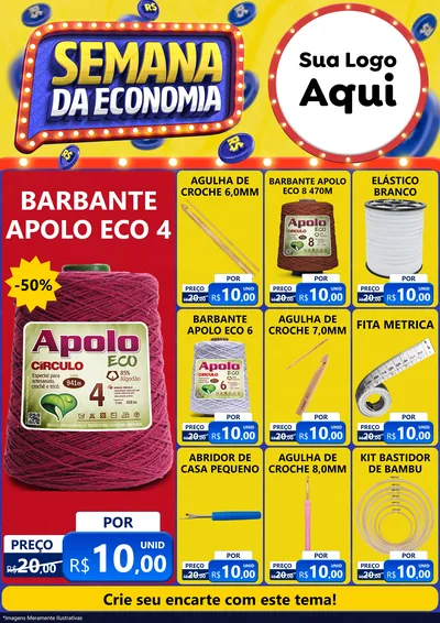 Modelo de Encarte para Encarte A4 Vertical com o tema Semana da Economia para Armarinho e Aviamentos