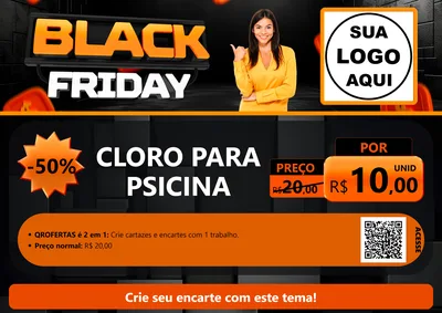 Modelo de Cartaz para Cartaz A4 Horizontal com o tema Black Friday para Produtos para Piscina