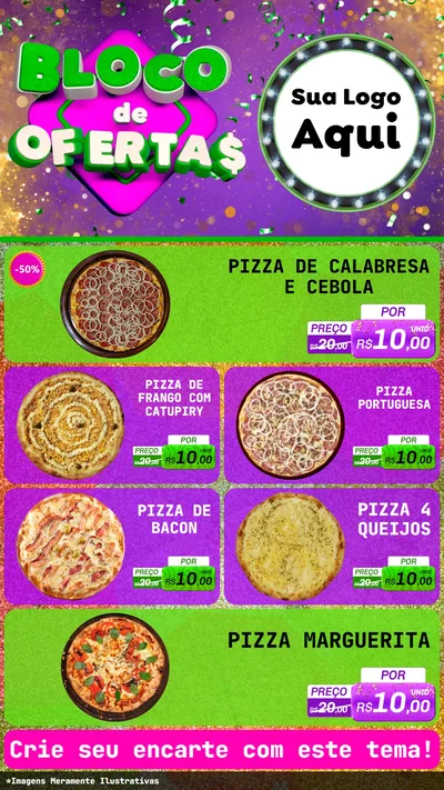 Modelo de TV para TV Vertical com o tema Bloco de Ofertas para Pizzaria