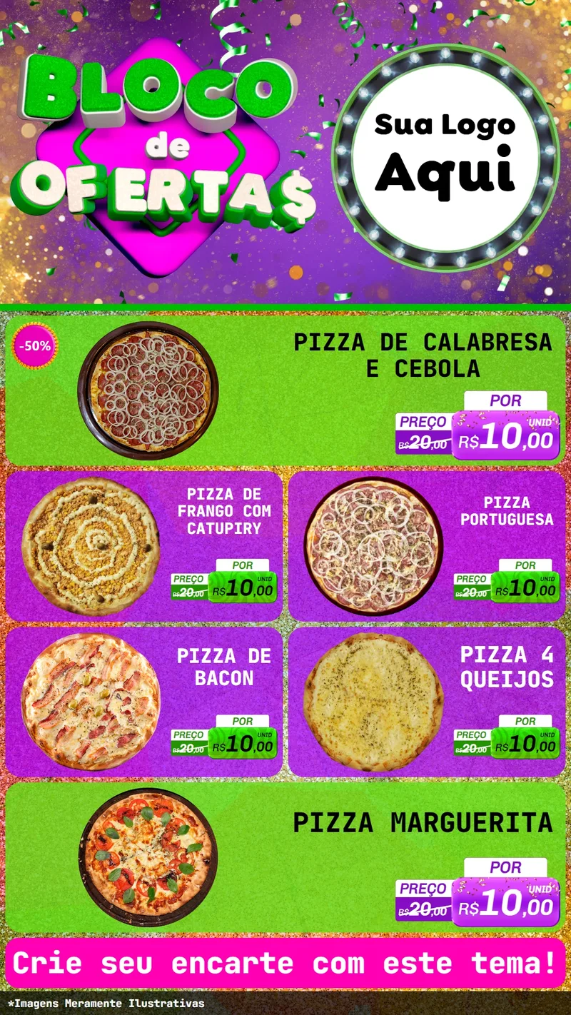 Modelo de TV para TV Vertical com o tema Bloco de Ofertas para Pizzaria