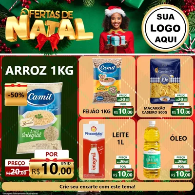 Modelo de Rede Social para Feed Facebook com o tema Ofertas de Natal para Supermercado