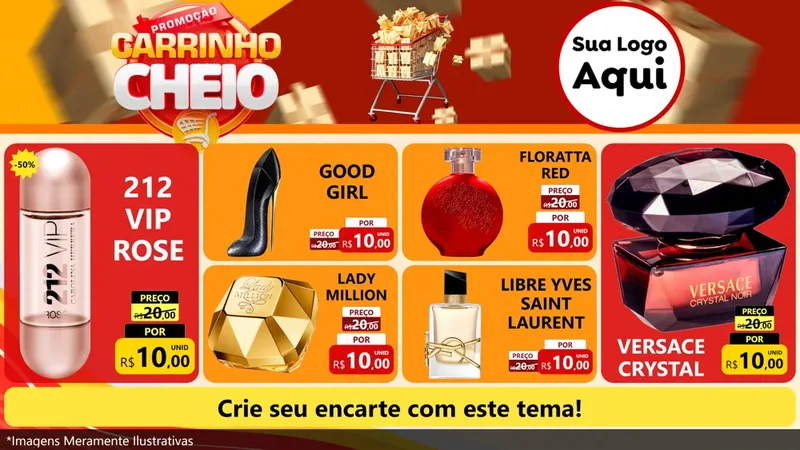 Modelo de TV para TV Horizontal com o tema Promoção carrinho cheio para Perfumes