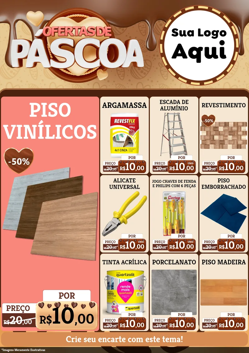Modelo de Encarte para Encarte A4 Vertical com o tema Ofertas de Páscoa para Material para Construção