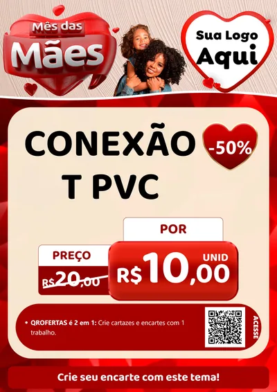 Modelo de Cartaz para Cartaz A4 Vertical com o tema Mês das Mães para Tubos e conexões
