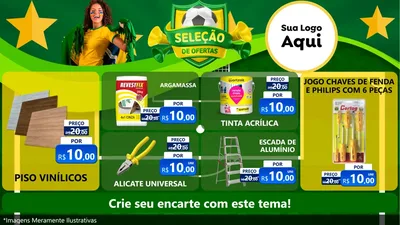 Modelo de TV para TV Horizontal com o tema Seleção de Ofertas - Copa para Material para Construção