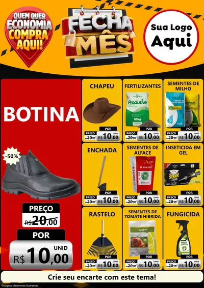 Modelo de Encarte para Encarte A4 Vertical com o tema Fecha Mês para Agropecuária