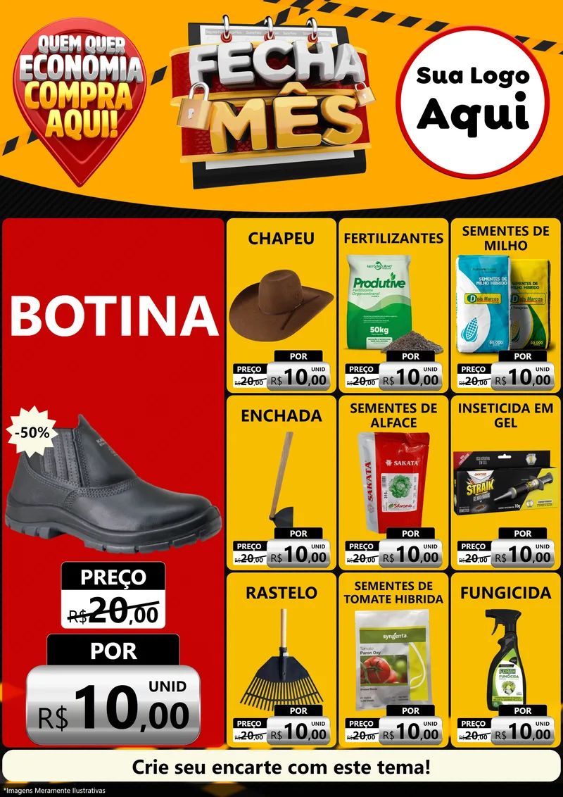 Modelo de Encarte para Encarte A4 Vertical com o tema Fecha Mês para Agropecuária
